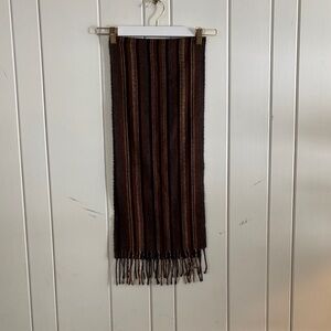 Striped Brown Scarf with Fringe